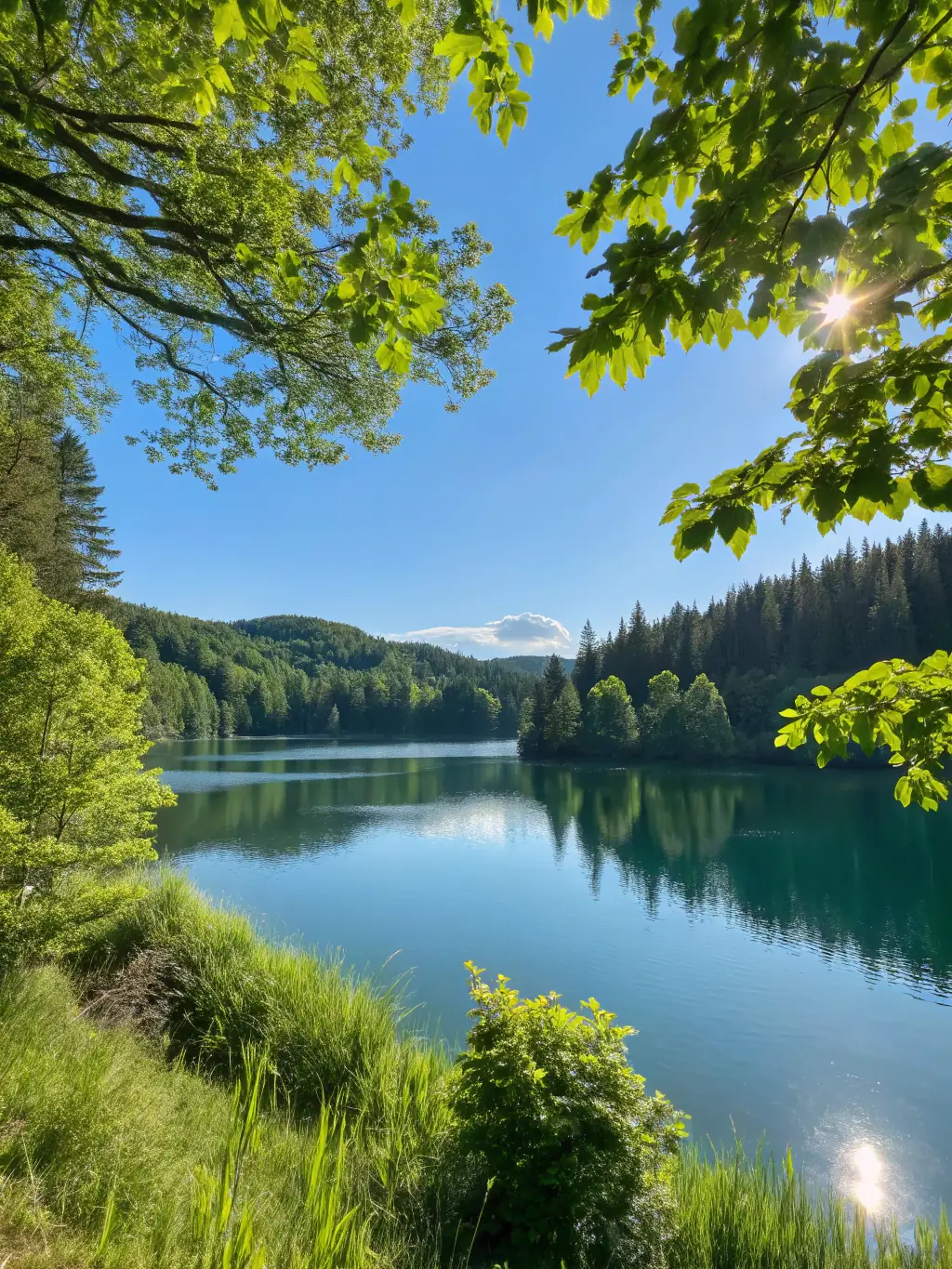A clear, flowing river with healthy riparian vegetation, illustrating the importance of clean water sources for wildlife and the environment, protected by SOCIETE COMMUNALE DE CHASSE ENTENTE FONTENILLE-LONNES.
